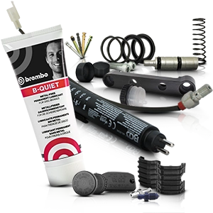 Accessoires et pièces détachées Brembo pour motos, notamment joints, lubrifiants, soupapes et ressorts.